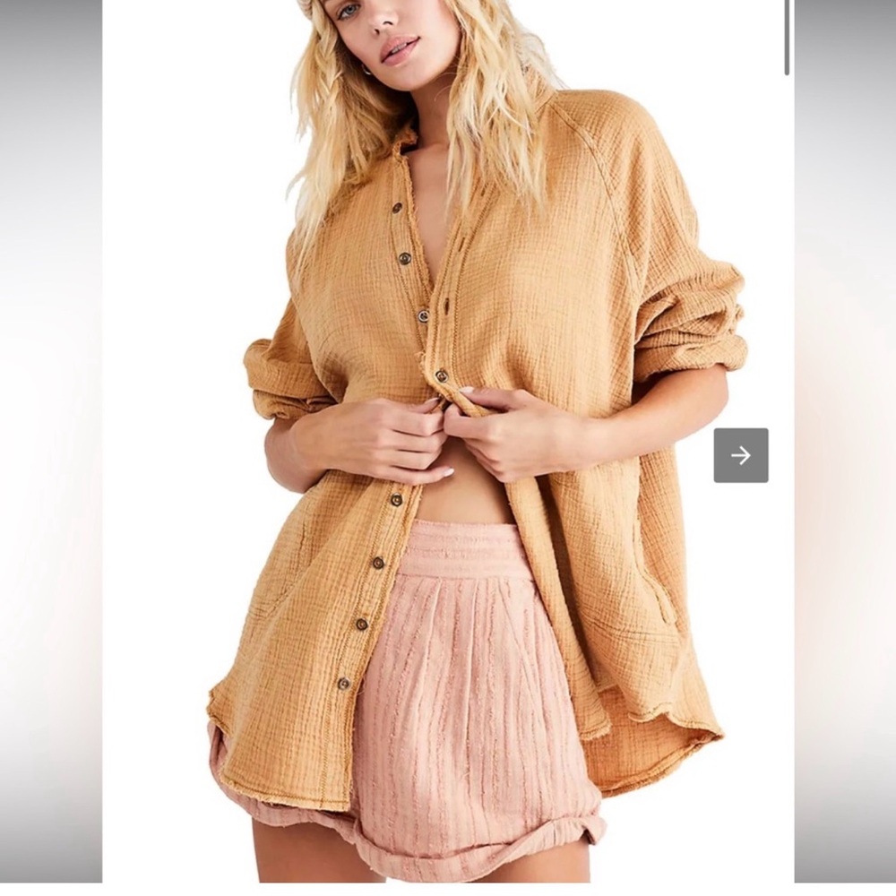 We The Free Camel summer daydream Button-Down Shirt